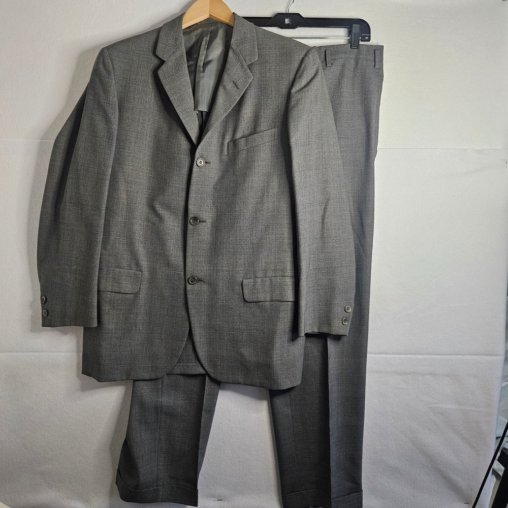 Vtg Hickey Freeman Mens Gray Glen Plaid Suit George J Good Berkeley Wool 42R 32W